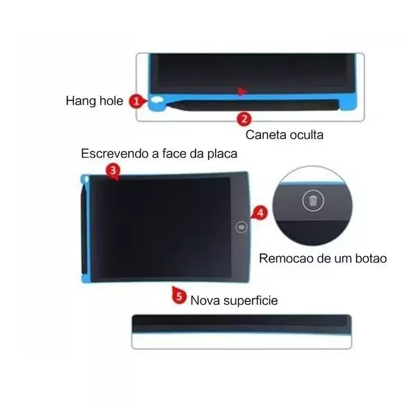 Lousa Digital Lcd Tablet Infantil Para Escrever E Desenhar Tela 8.5 polegadas