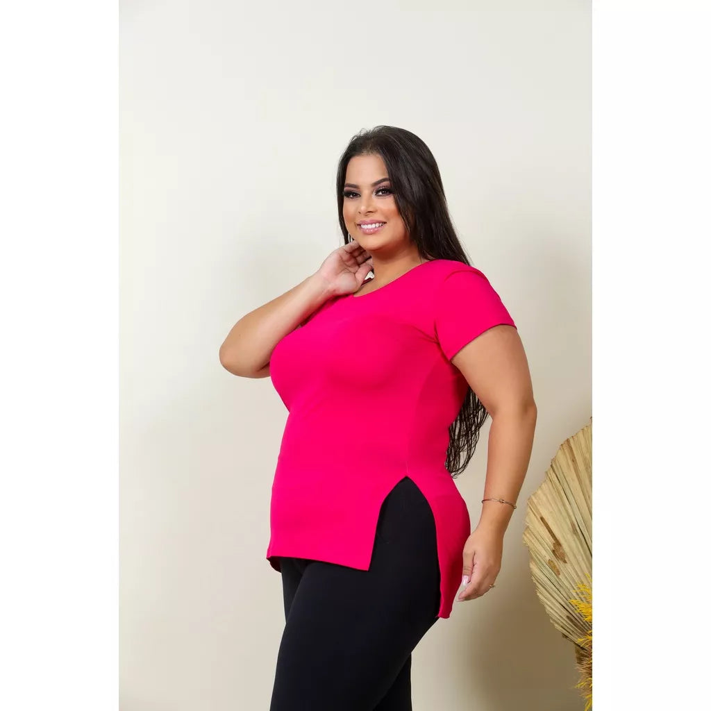 Kit 3 Blusas Plus Size Feminina T-shirt Manga Curta Basica Lisa Cobre Leg Academia Exercicios Tapa Bumbum