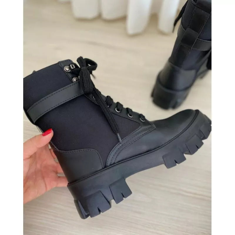 Bota Feminina Coturno com Bolsinha Blogueira Bag 001
