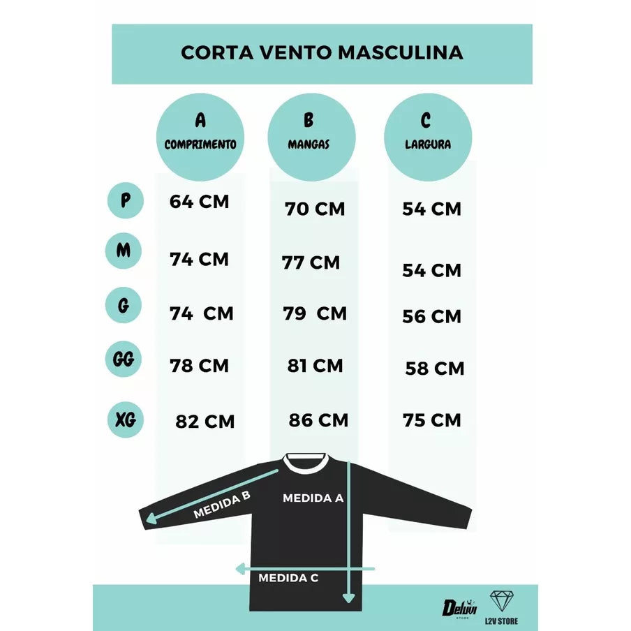 Corta-vento Masculina Lisa