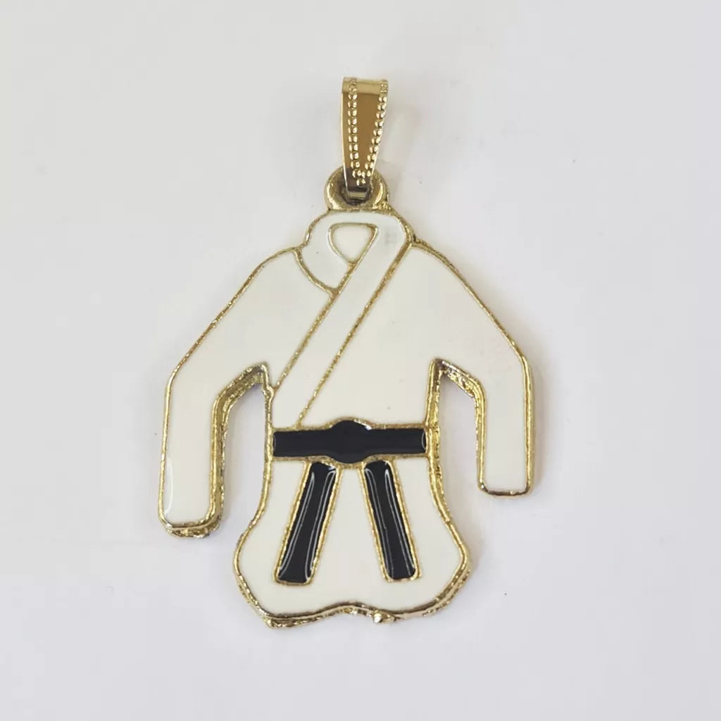Corrente Cordão Baiano 4mm Longa Banhada Ouro 18K + colares masculinos com Pingente Quimono Faixa Preta Luta