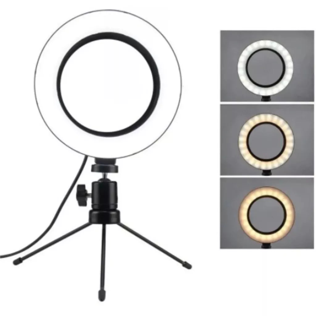 Ring Light de Mesa Blogueira Portátil Luminária De Led 6 Polegadas + Tripé De 16 Cm Right