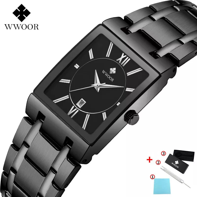 WWOOR Relógios Masculinos luxo prova da água aço inoxidável Esportivas original Caixa grátis - 8858