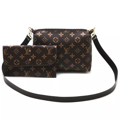 Kit Bolsa Feminina Transversal Pequena Necessarie Com Carteira Lv