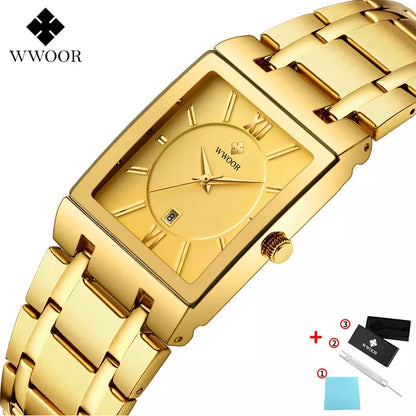 WWOOR Relógios Masculinos luxo prova da água aço inoxidável Esportivas original Caixa grátis - 8858