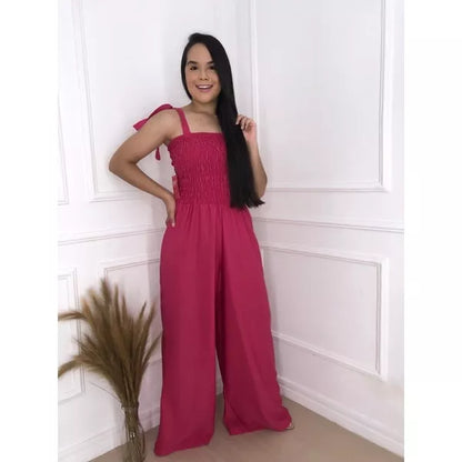 Macacão Pantalona Com Lastex Feminino Diversos Tamanhos