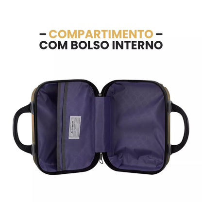 Kit Mala Bordo Viagem Frasqueira ANAC ABS Rígido Avião 45x30x20