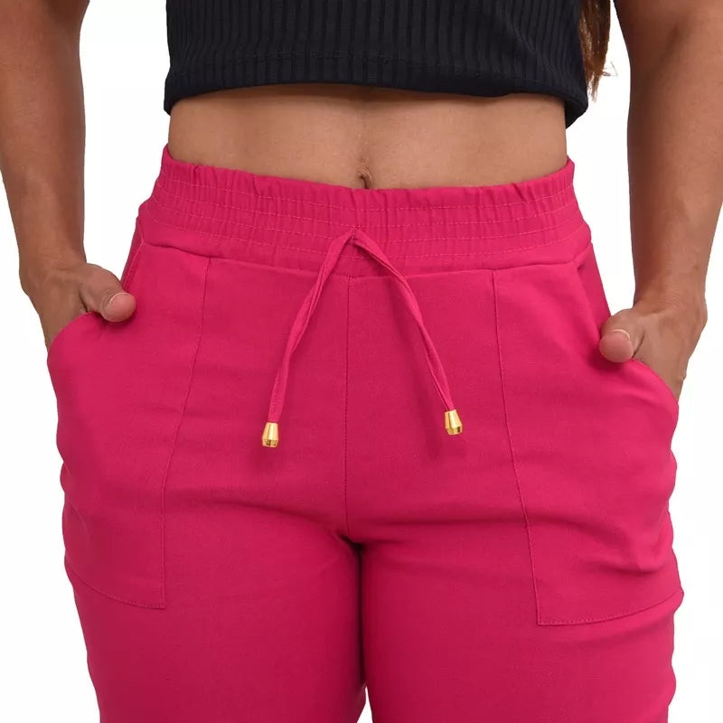 Calça Jogger Feminina Blogueirinha Cargo Luxuosa Bengaline