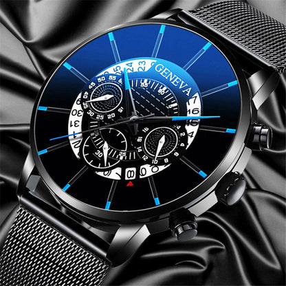 Relógio De Quartzo De Genebra Moda Masculina De Aço Inoxidável & Couro Banda De Nylon Watches 【 Without Box 】