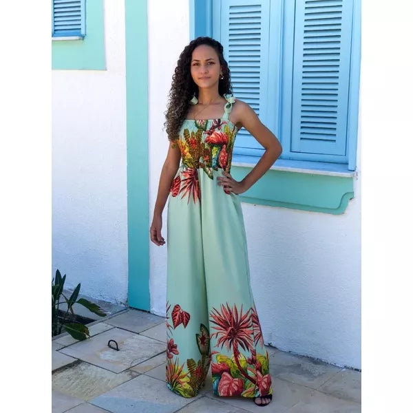 Macacão Pantalona Com Lastex Feminino Diversos Tamanhos