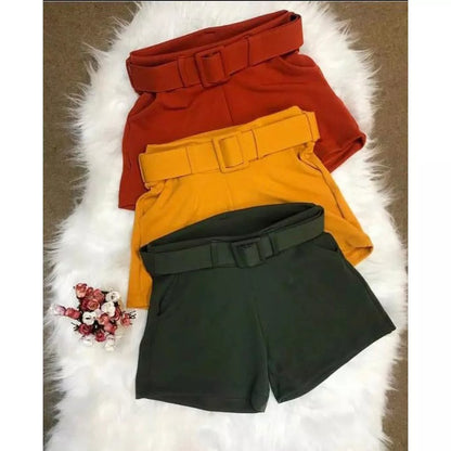 Shorts Feminino Crepe com Cinto e Fivela