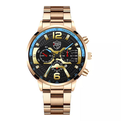 Relógio De Luxo Ouro Masculino Original Cronógrafo De Quartzo De À Prova D'água Negócios Relogio Masculino Dourado Com Pulseira Kit