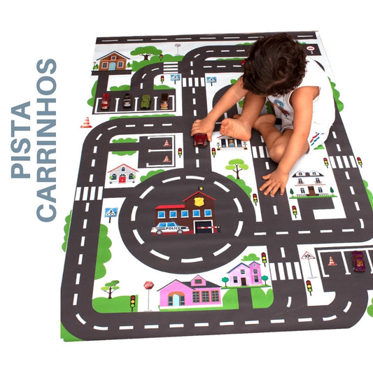 Pista De Carrinho Hotwheels Cidade P/ Chão Em Lona Gigante
