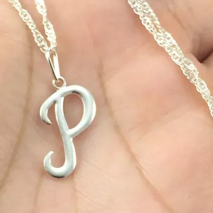 Colar pingente Letra Inicial nome prata folheado  prata 925