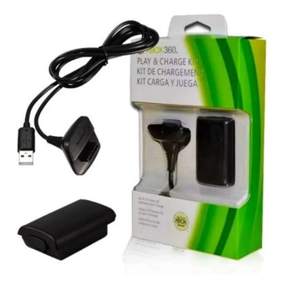 Kit 2 Cabo + Bateria Xbox 360 Controle Slim 6400mAh Promoção