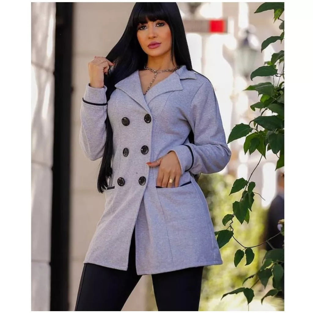 Casaco Sobretudo Moletom Lindo Feminino Moda Blogueira Inverno Frio Topp