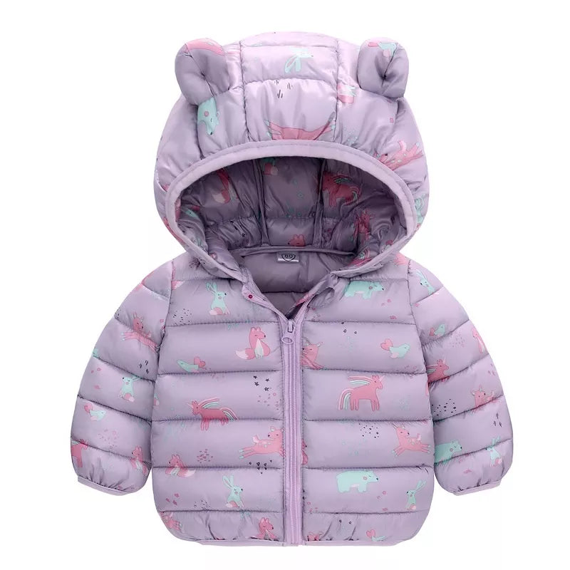 Casaco De Inverno Infantil Grosso De Algodão Estampado