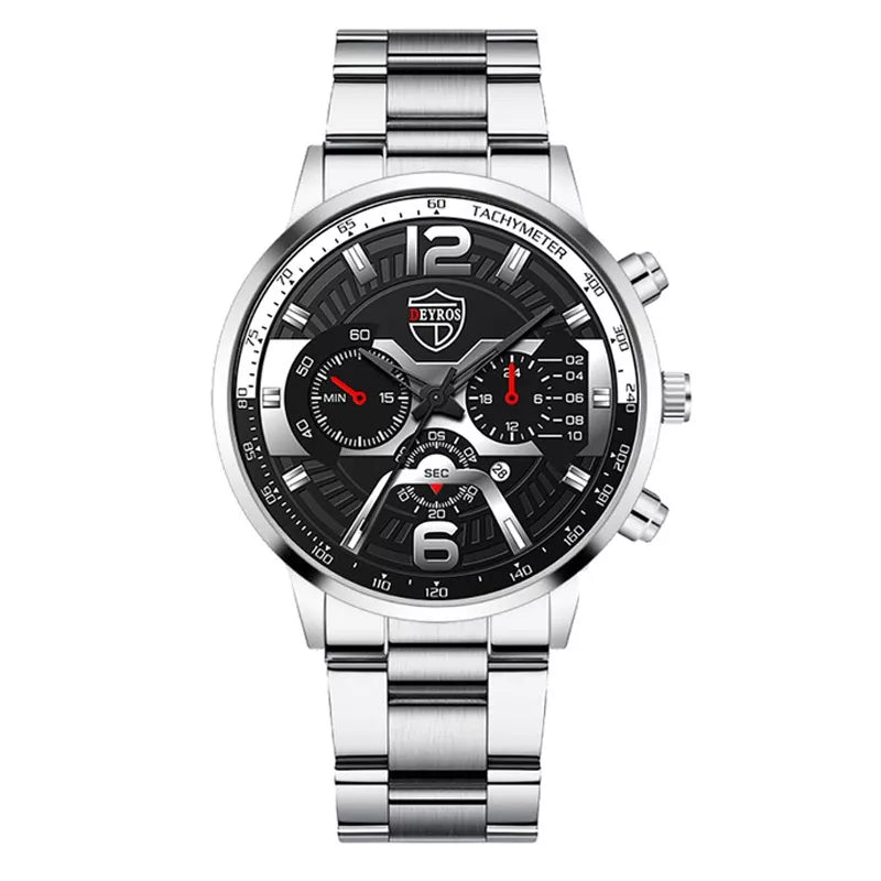 Relógio De Luxo Ouro Masculino Original Cronógrafo De Quartzo De À Prova D'água Negócios Relogio Masculino Dourado Com Pulseira Kit