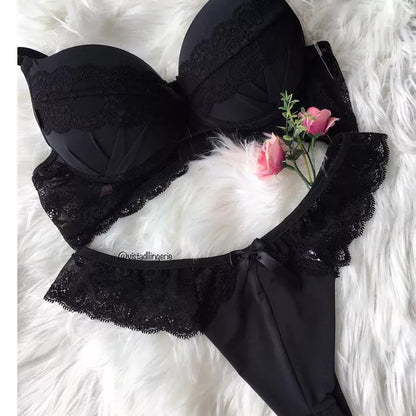 Conjunto Feminino Lingerie Com Bojo Microfibra e Renda JANE MICRO