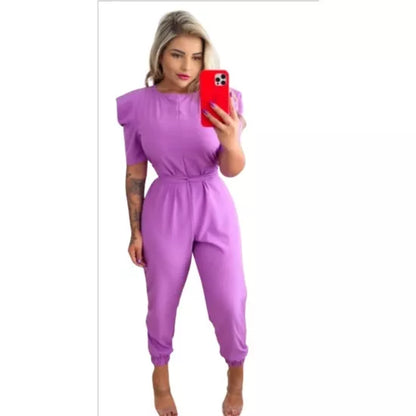 Macacão Longo Feminino com Cinto manga princesa