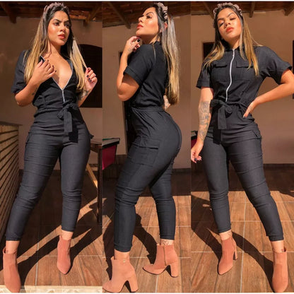 Macacão Feminino Blogueirinha Militar Jogger Promoção