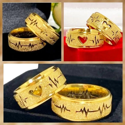 Aliança de Casamento Moeda Antiga Banhada a Ouro 18k Coração Vazado Batimentos Cardíacos Dourada (apenas a unidade)