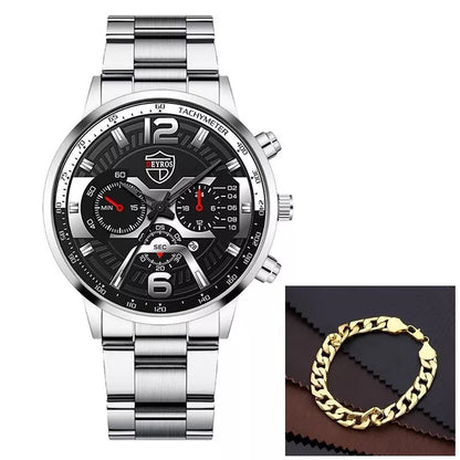 Relógio De Luxo Ouro Masculino Original Cronógrafo De Quartzo De À Prova D'água Negócios Relogio Masculino Dourado Com Pulseira Kit