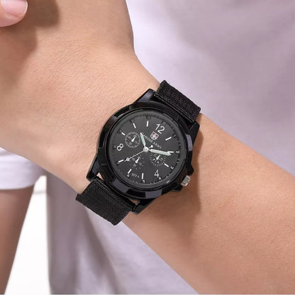 Relógio De Homens Do Exército De Nylon Tecido Canvas Strap Militar Relógios De Quartzo Masculinos Casual Fresco Esporte Round Dial Dos Wristw