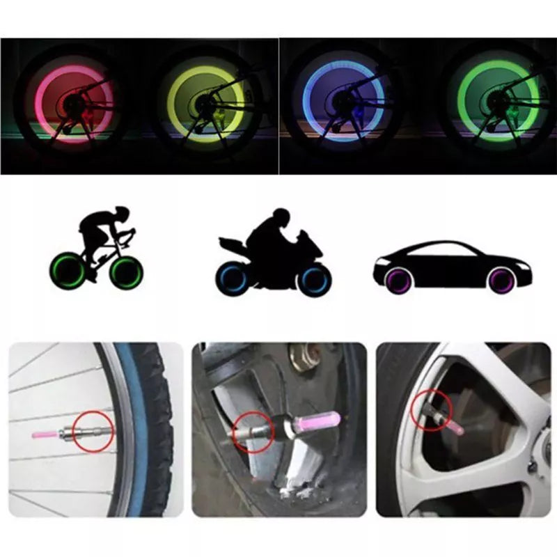 1pçs Lâmpada Led De Neon Luz Bicileta Carro Pneu Vedação De Tampas De Válvula