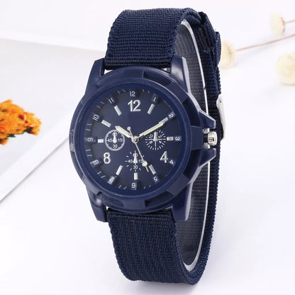 Relógio De Homens Do Exército De Nylon Tecido Canvas Strap Militar Relógios De Quartzo Masculinos Casual Fresco Esporte Round Dial Dos Wristw