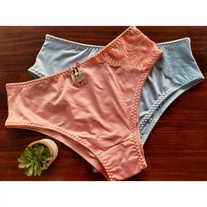 Kit 5 Calcinhas Plus Size, Calcinha Calçola Senhora Cintura Alta Com Renda Calcinha calsola lateral larga