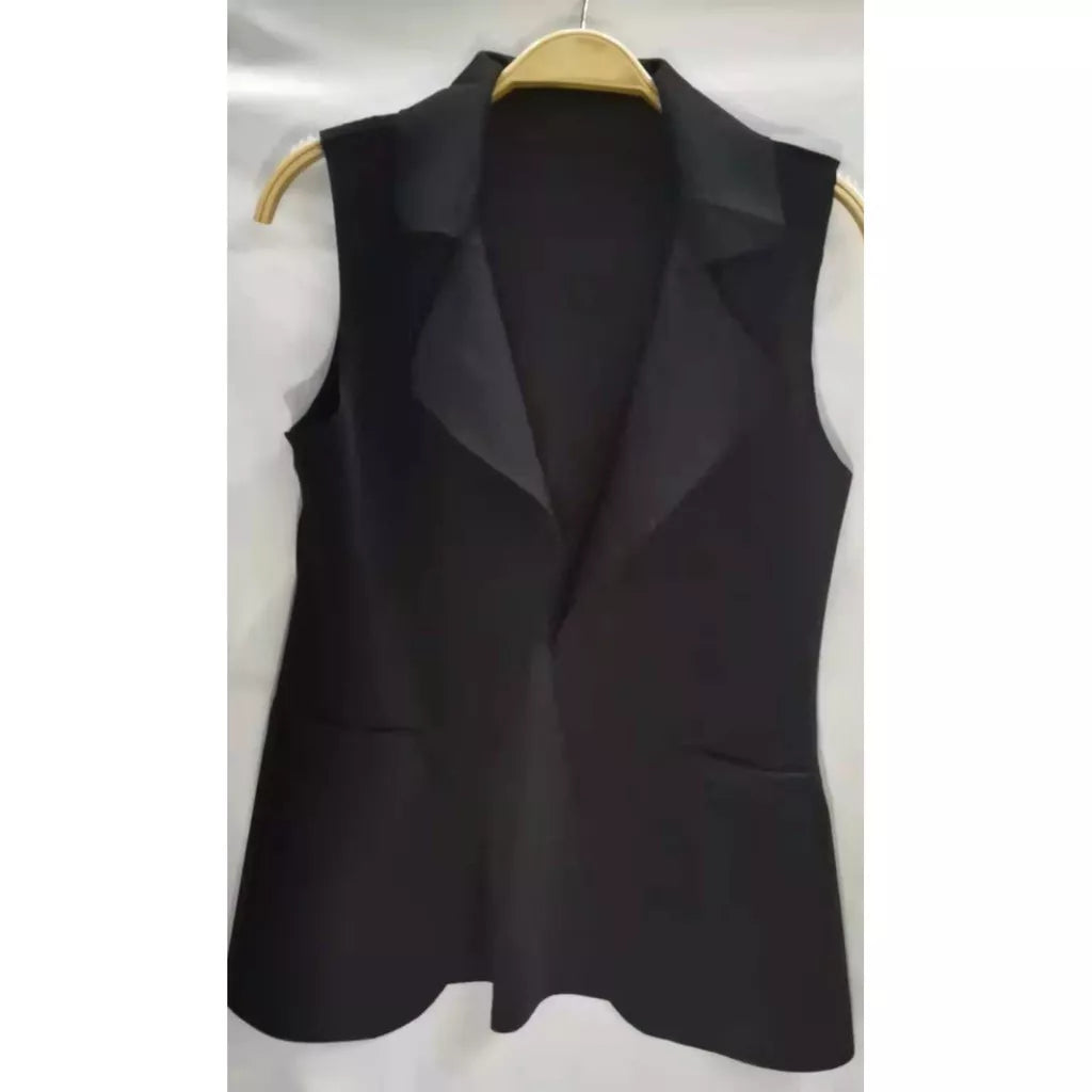 Max Colete Feminino Longo De Neoprene Moda Com Bolso Falso！