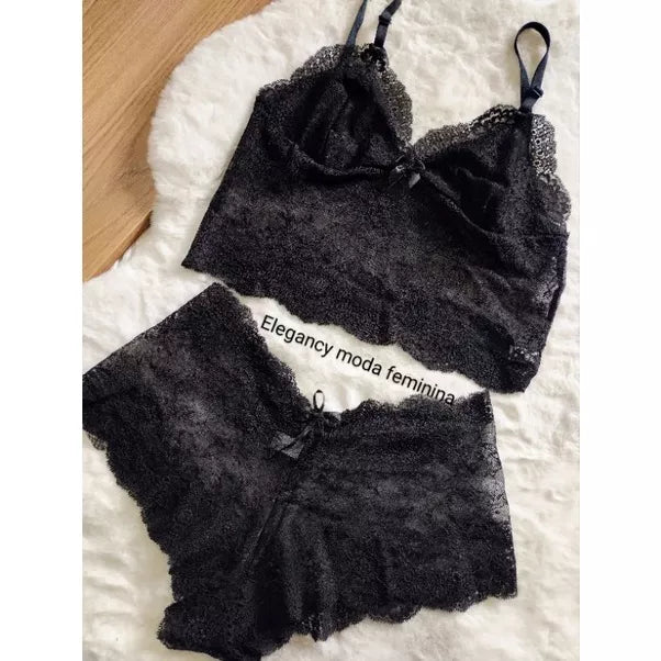 Conjunto espera marido com forro conjunto rendado Conjuntos cropt
