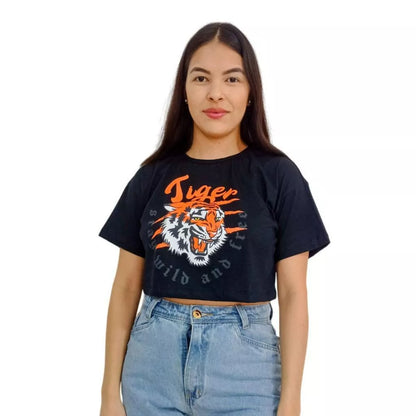 Camiseta T-shirt Cropped Oversized Estampado Moda Gringa Algodão