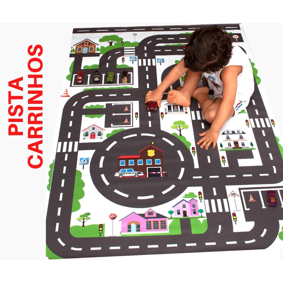 Pista De Carrinho Hotwheels Cidade P/ Chão Em Lona Gigante