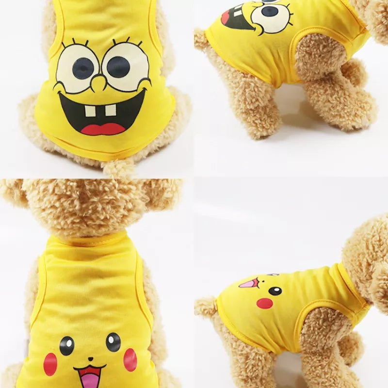 Camiseta Cachorros Macios Roupas Para Cachorro De Estimação De Desenho Verão Coletes Casuais Pequenos Animais