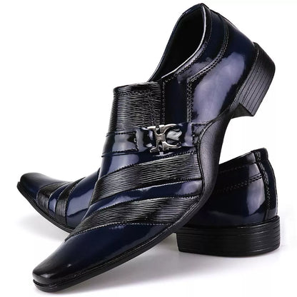 Sapato Masculino Social Touroboots Conforto Estampado Envernizado Calce Fácil