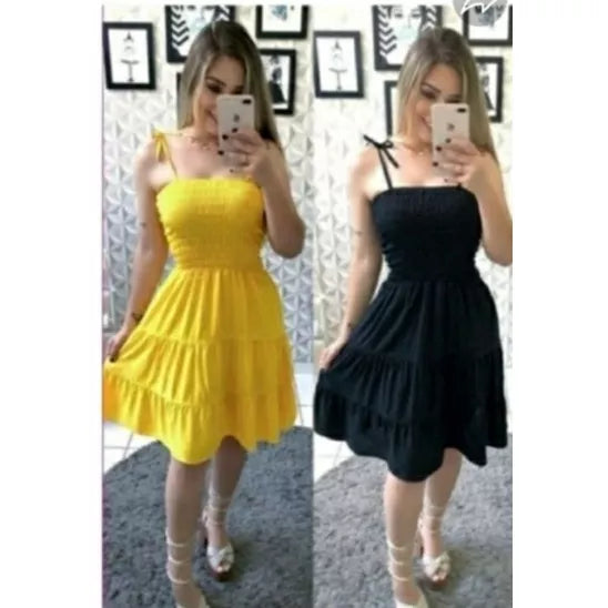 Vestido lastex ciganinha c/alça babado rodadinho, moda blogueirinha