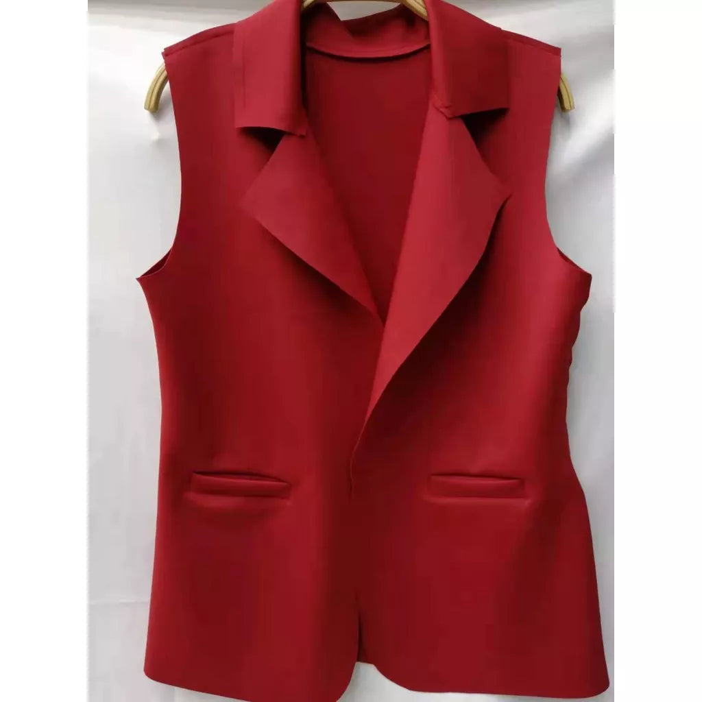 Max Colete Feminino Longo De Neoprene Moda Com Bolso Falso！