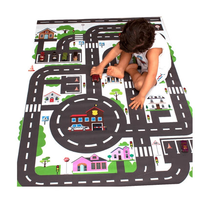 Pista De Carrinho Hotwheels Cidade P/ Chão Em Lona Gigante
