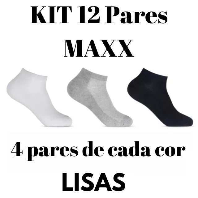 Kit 12 Meias ou 6 Pares de Meias Soquete curta algodão Masculinas e femininas Brancas