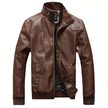 Nova Moda Outono Primavera Inverno Masculino Jaqueta De Couro Pu Marrom Preto Mens Gola Casacos Jaquetas De Motoqueiro Da Motocicleta