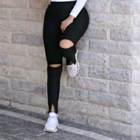 Calça Bandagem Feminina | Grossa preta com ziper na perna