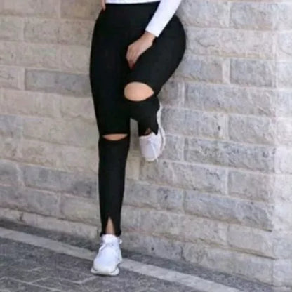 Calça Bandagem Feminina | Grossa preta com ziper na perna