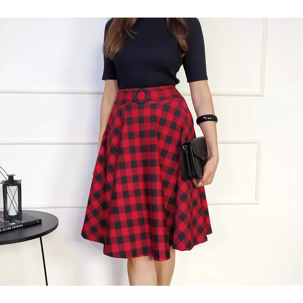 Saia Godê Midi Moda Evangélica Com Bolso e Fivela