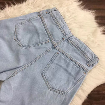 Calça Jeans Rasgada Feminina Pantalona Sem Lycra Wide Leg Calça Cintura Alta
