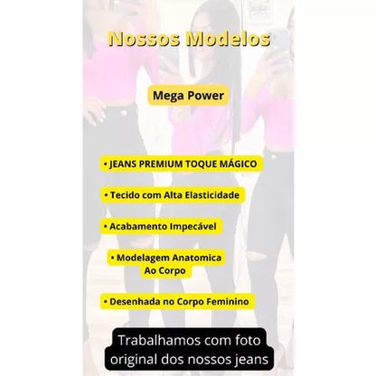Calça Jeans Feminina Empina bumbum com Lycra elastano Cintura Alta