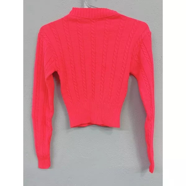 Blusa de frio tricô cropped feminina manga longa