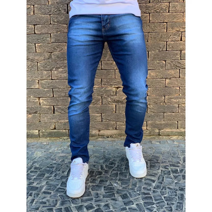 Calça Jeans Skinny Com Ziper Lycra Elastano Masculina Nova Tendencia