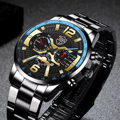 Relógio De Luxo Ouro Masculino Original Cronógrafo De Quartzo De À Prova D'água Negócios Relogio Masculino Dourado Com Pulseira Kit